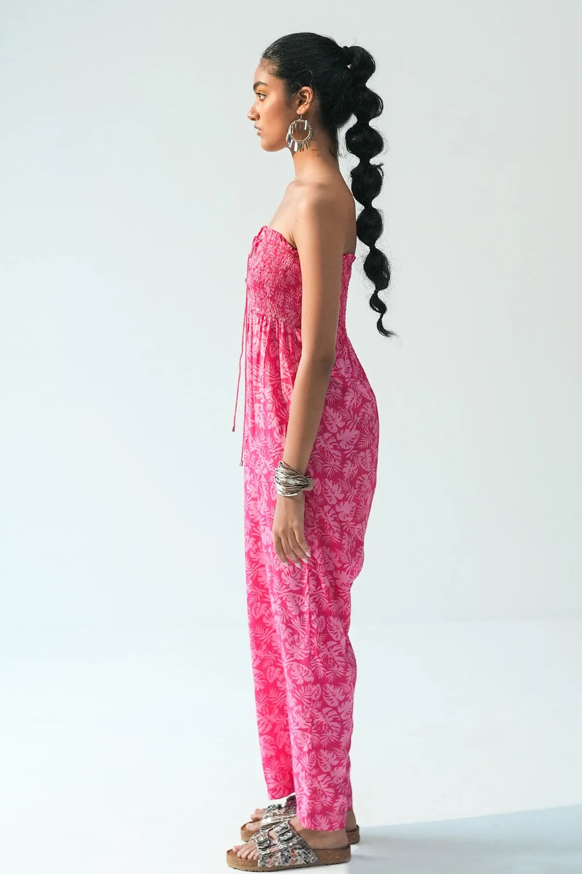 Fuchsia Off-Shoulder Jumpsuit