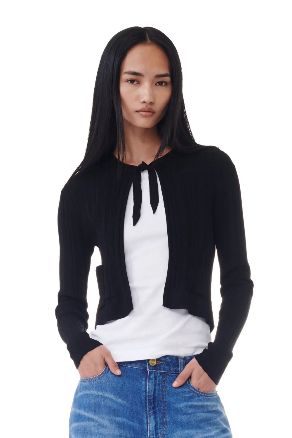Ganni Light Viscose Rib Cardigan