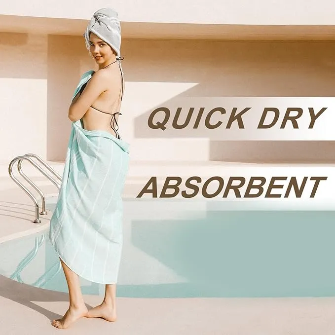 Genovega Cotton Turkish Beach Towel Oversized Soft Absorbent Quick Dry Extra Large Sandless Compact Coverups Sarong Lightweight Sand Free Fast Drying Packable Foldable Bath Bathroom Stuff Adult
