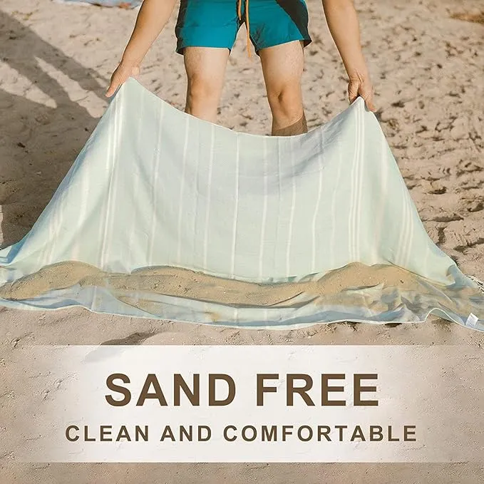 Genovega Cotton Turkish Beach Towel Oversized Soft Absorbent Quick Dry Extra Large Sandless Compact Coverups Sarong Lightweight Sand Free Fast Drying Packable Foldable Bath Bathroom Stuff Adult