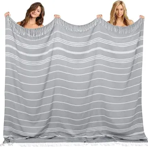Genovega Cotton Turkish Beach Towel Oversized Soft Absorbent Quick Dry Extra Large Sandless Compact Coverups Sarong Lightweight Sand Free Fast Drying Packable Foldable Bath Bathroom Stuff Adult