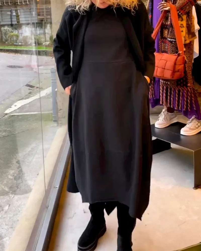 Gerrie | Black midi dress with pockets