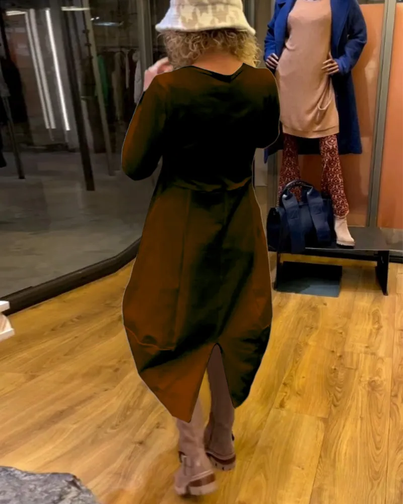 Gerrie | Black midi dress with pockets