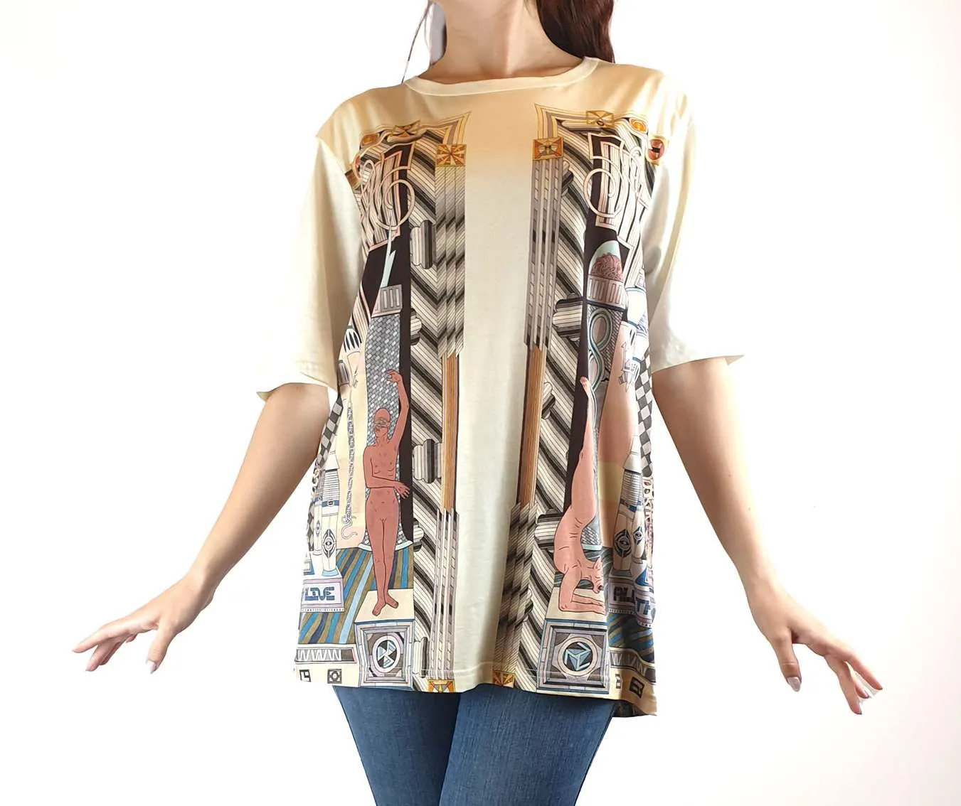 Gorman x Jess Johnson Egyptian-inspired print tee shirt top size 10