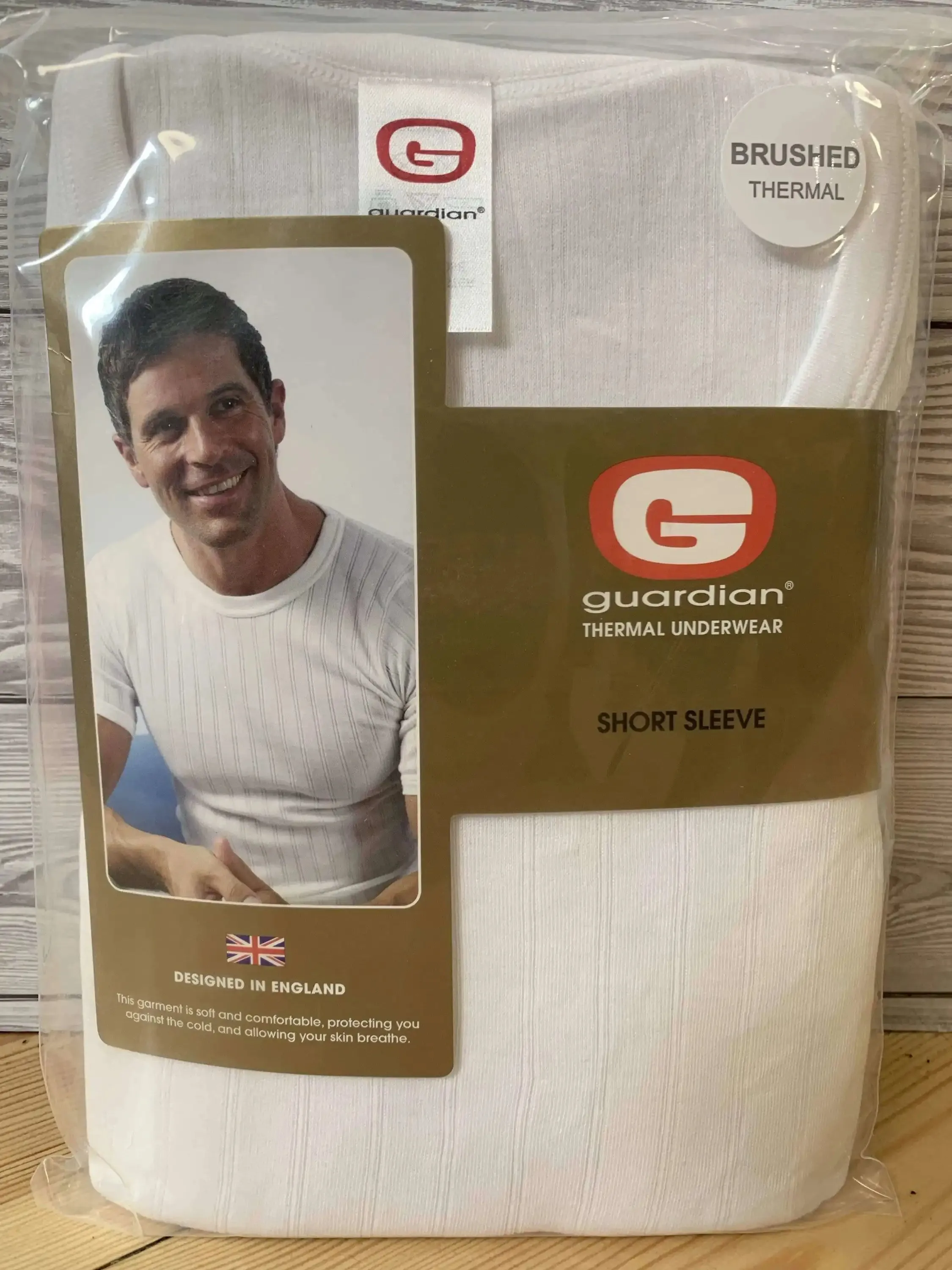 Guardian Men's Short Sleeve Top Ribbed Thermal White