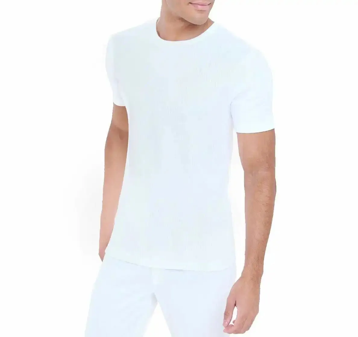 Guardian Men's Short Sleeve Top Ribbed Thermal White