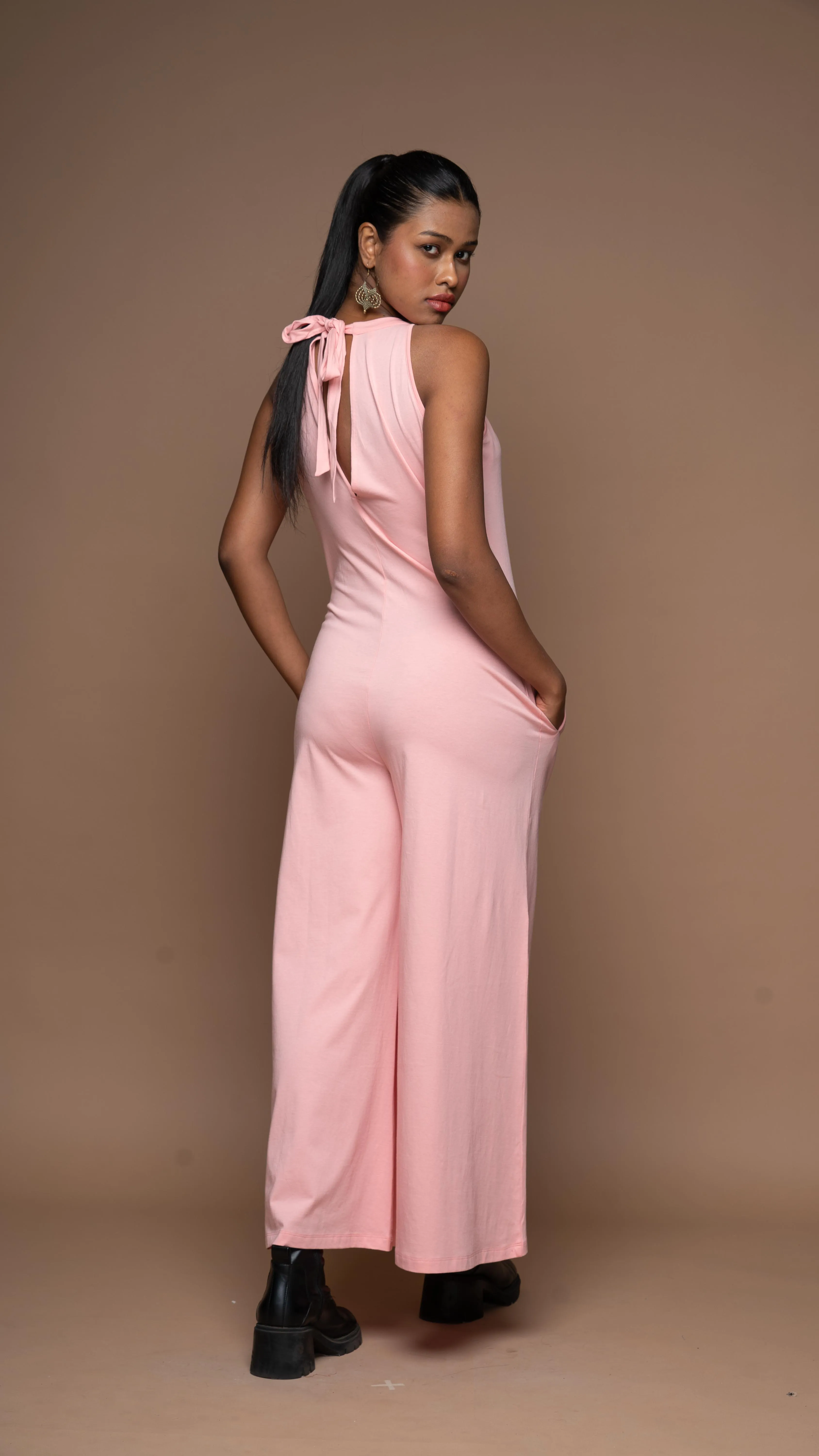 Halter Chic Jumpsuit in Blush