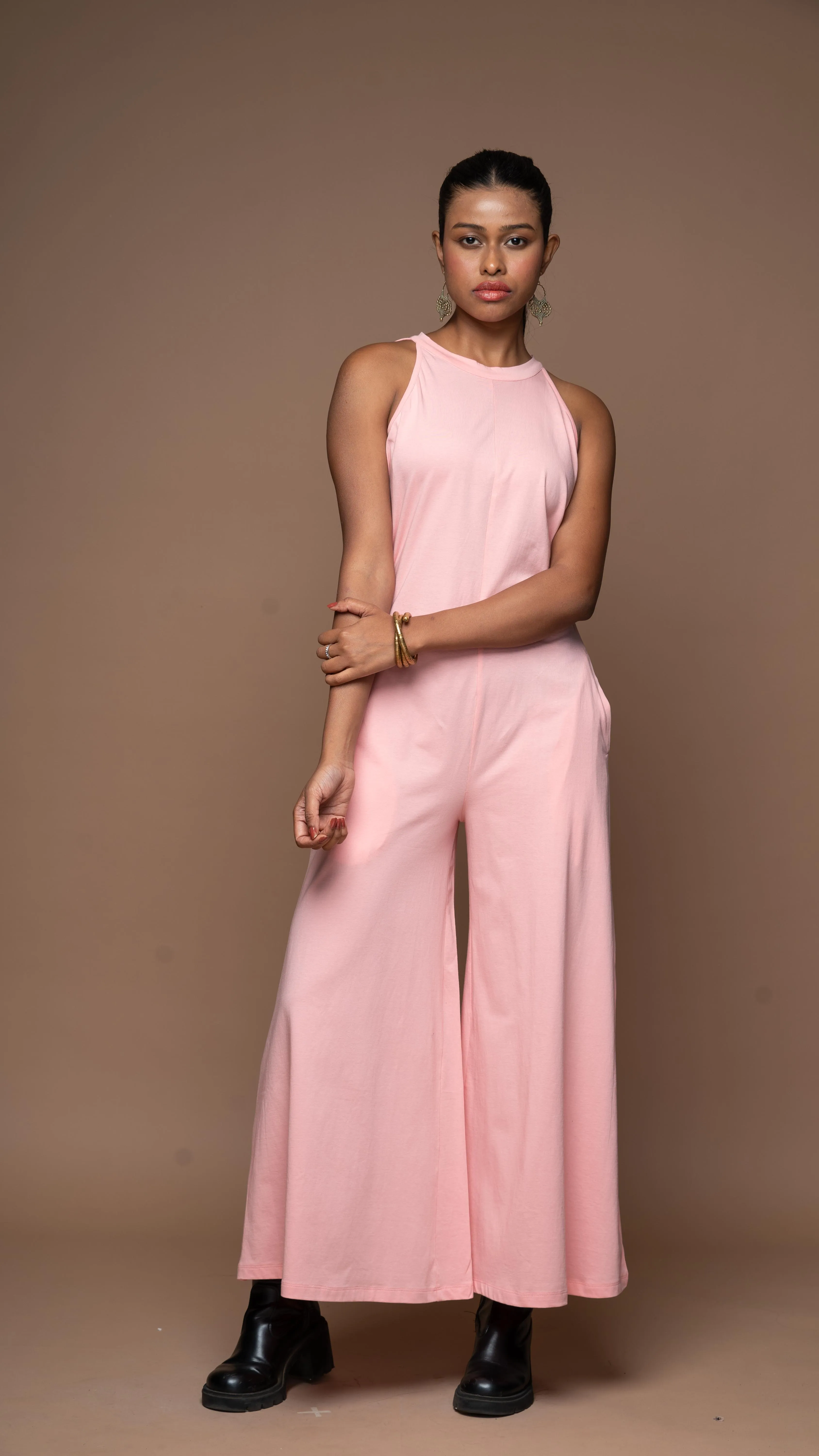 Halter Chic Jumpsuit in Blush