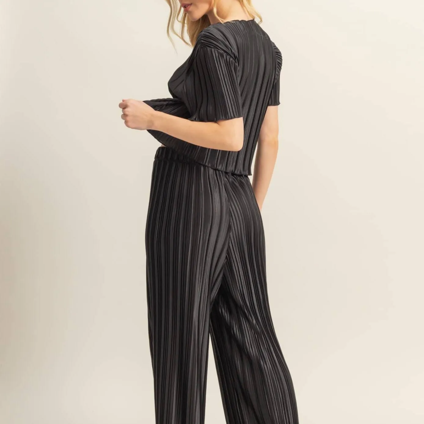 Harley Plisse Short Sleeve Top & Pants Set