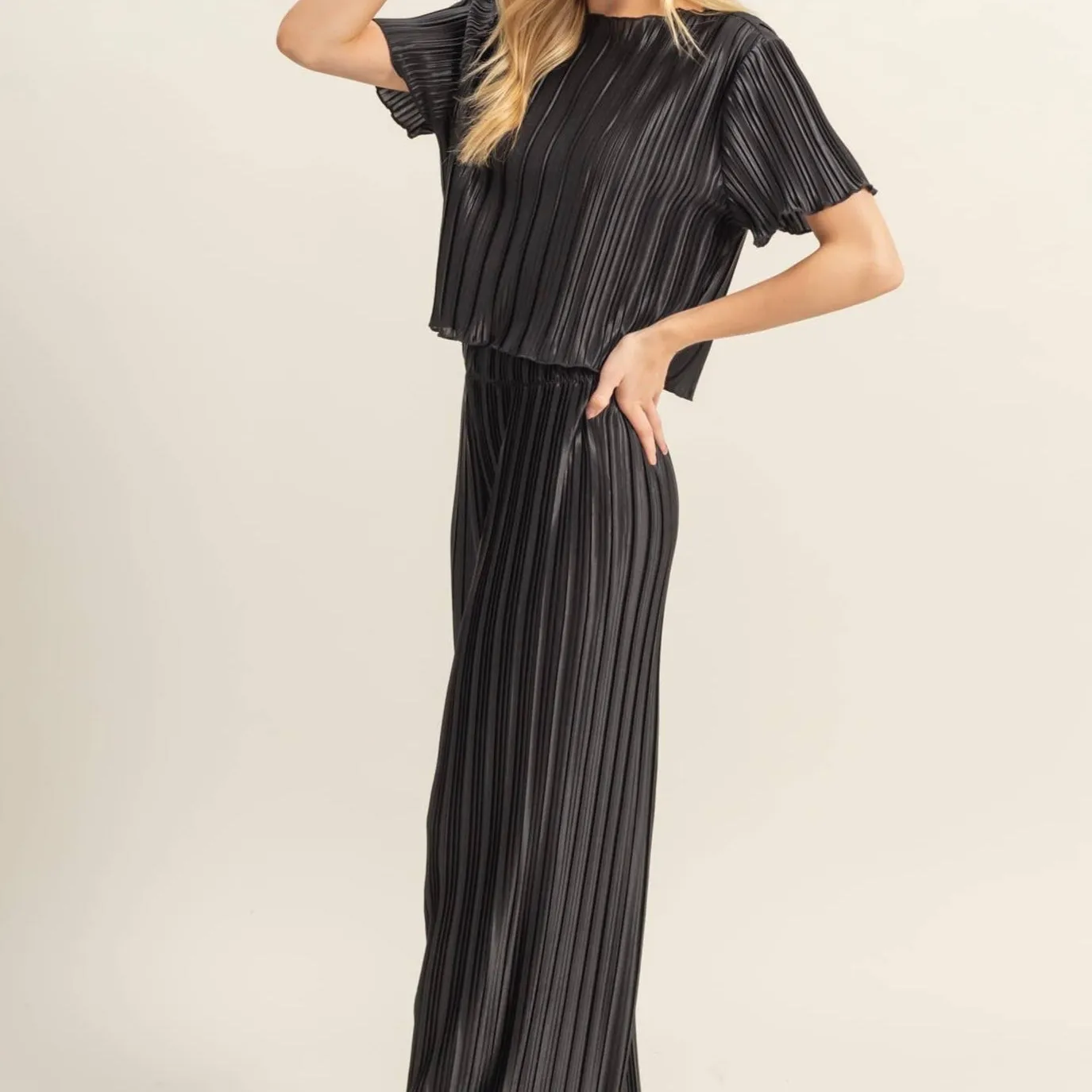 Harley Plisse Short Sleeve Top & Pants Set