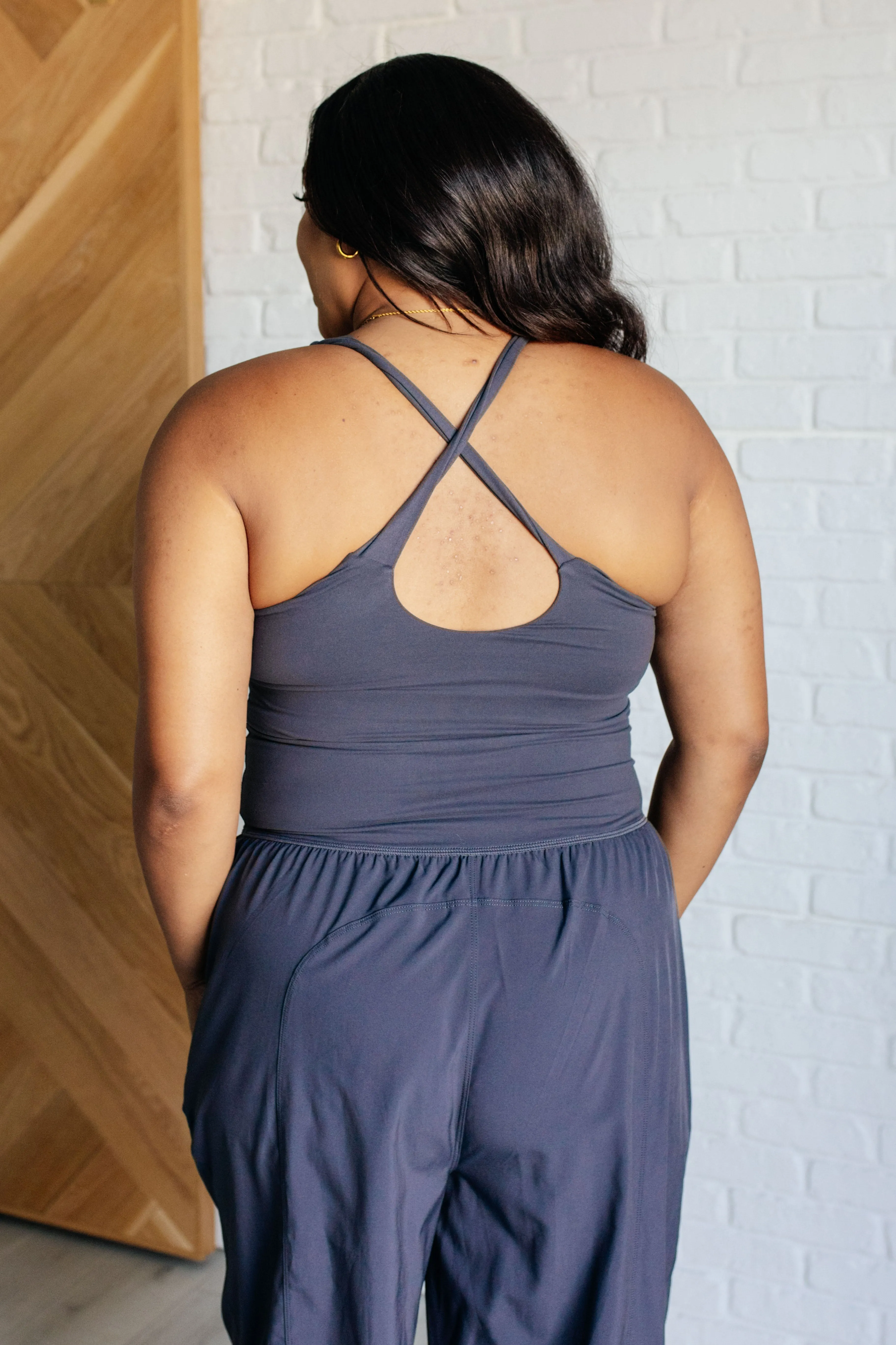 Hazel Blues® |  Raising Heart Rate Cutout Jumpsuit in Charcoal