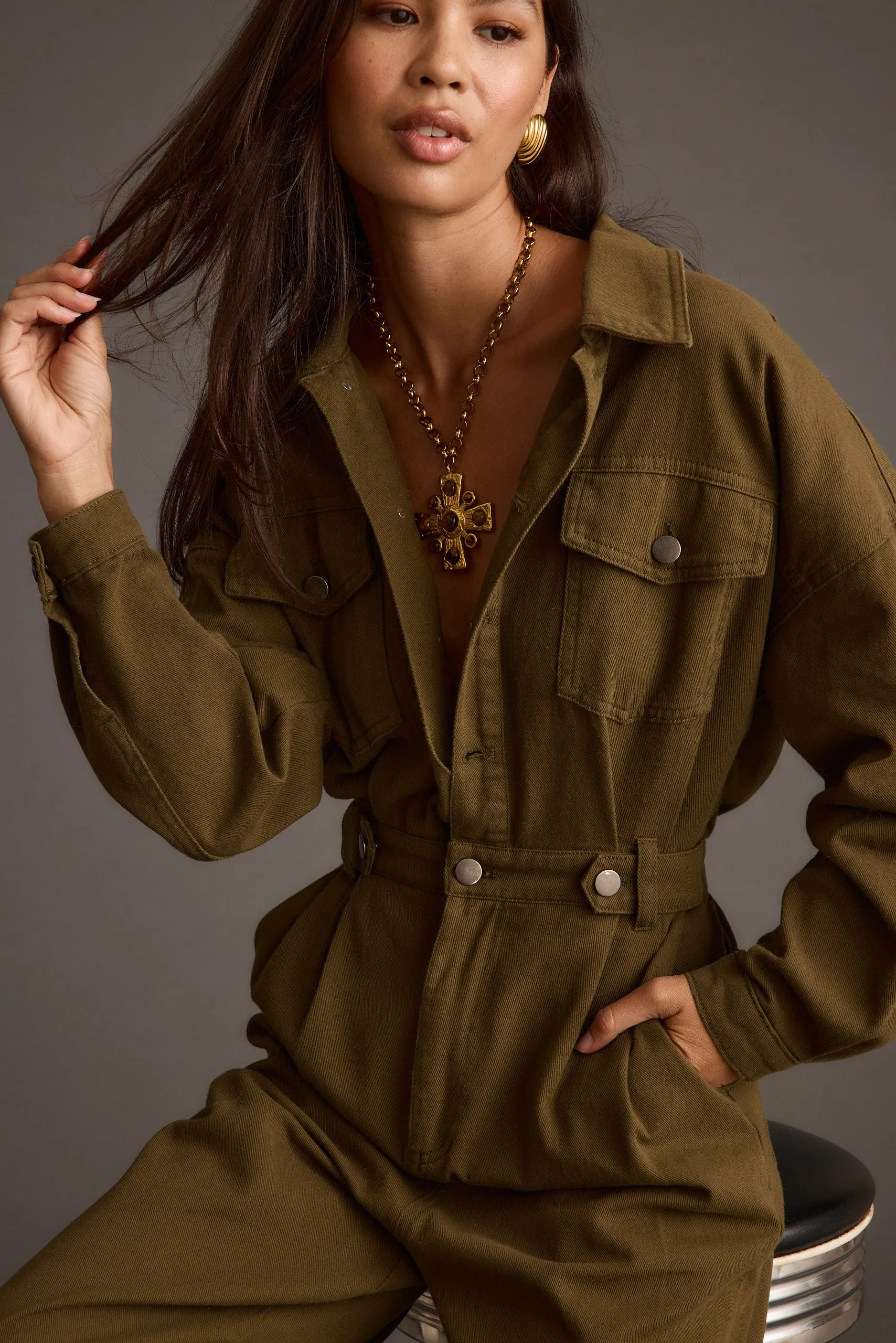 Hendrix Olive Straight Leg Jumpsuit