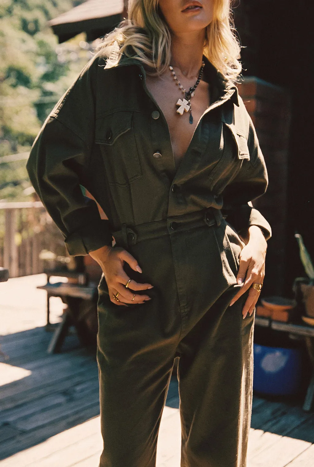 Hendrix Olive Straight Leg Jumpsuit
