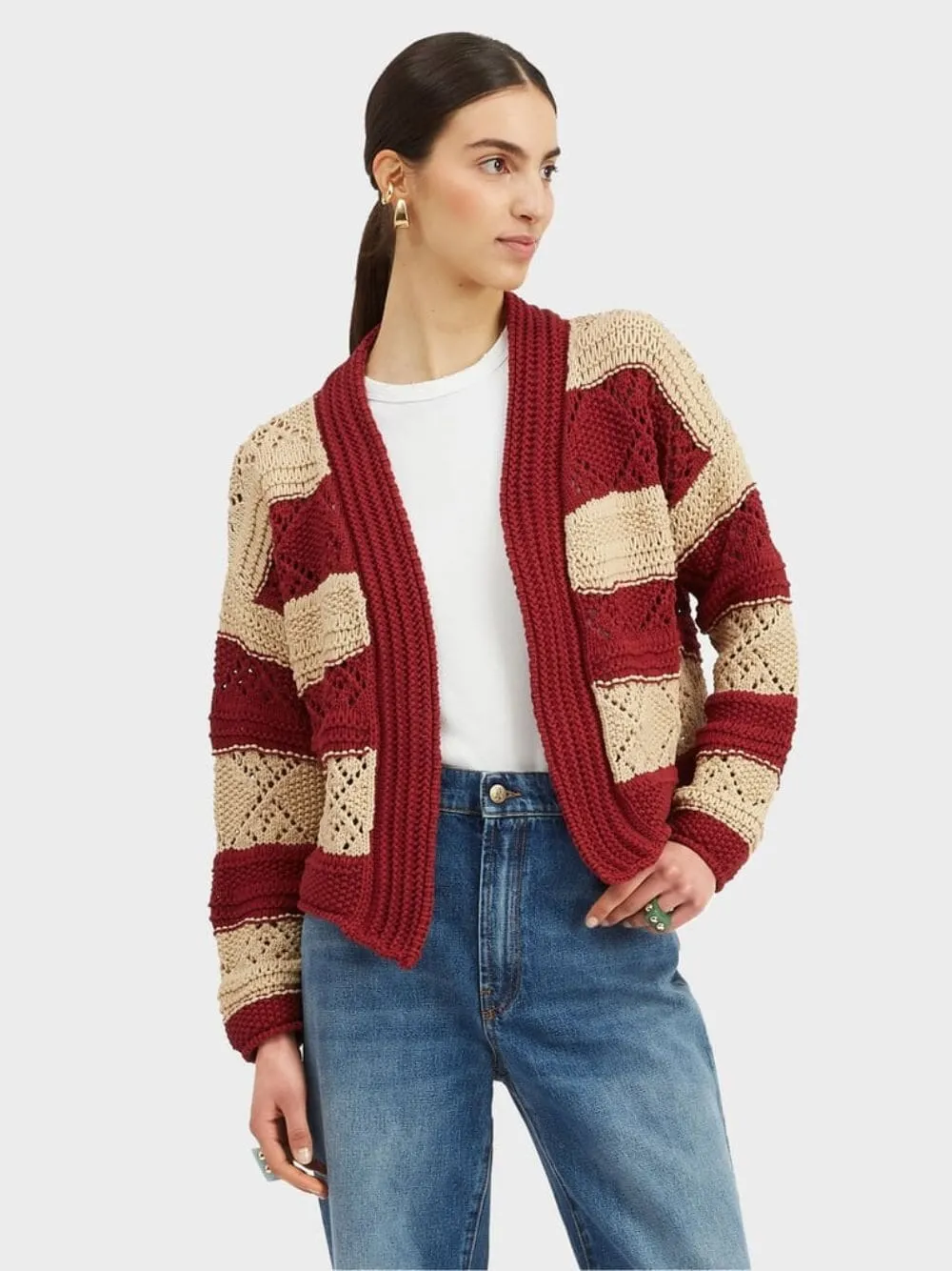 Ivory and Red Summer Bolero