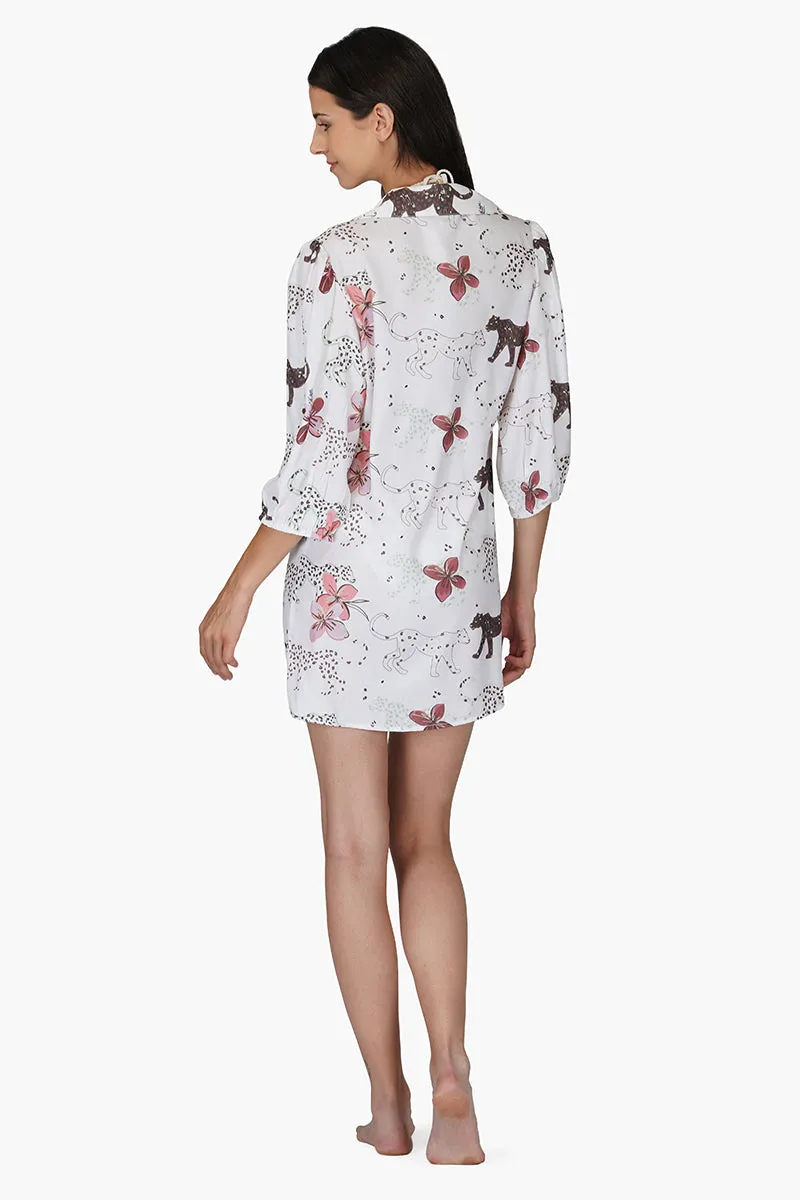 Jaguar Floral Front Tie Cover Up