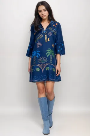 Johnny Was Blue Lorianne Mini Dress R32824-E