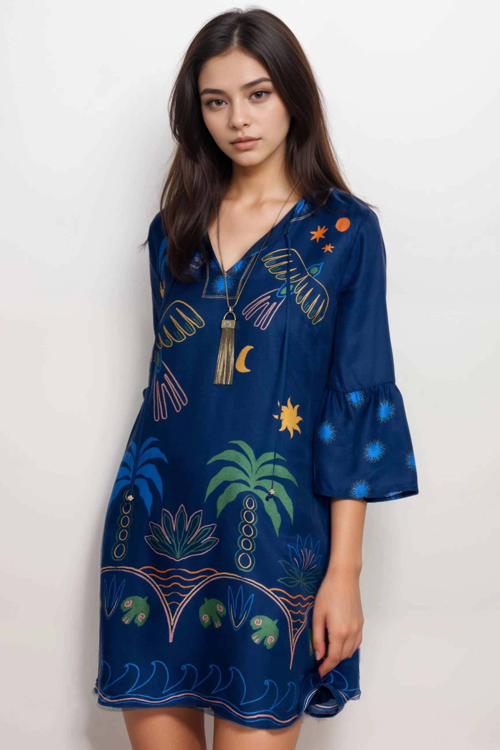 Johnny Was Blue Lorianne Mini Dress R32824-E