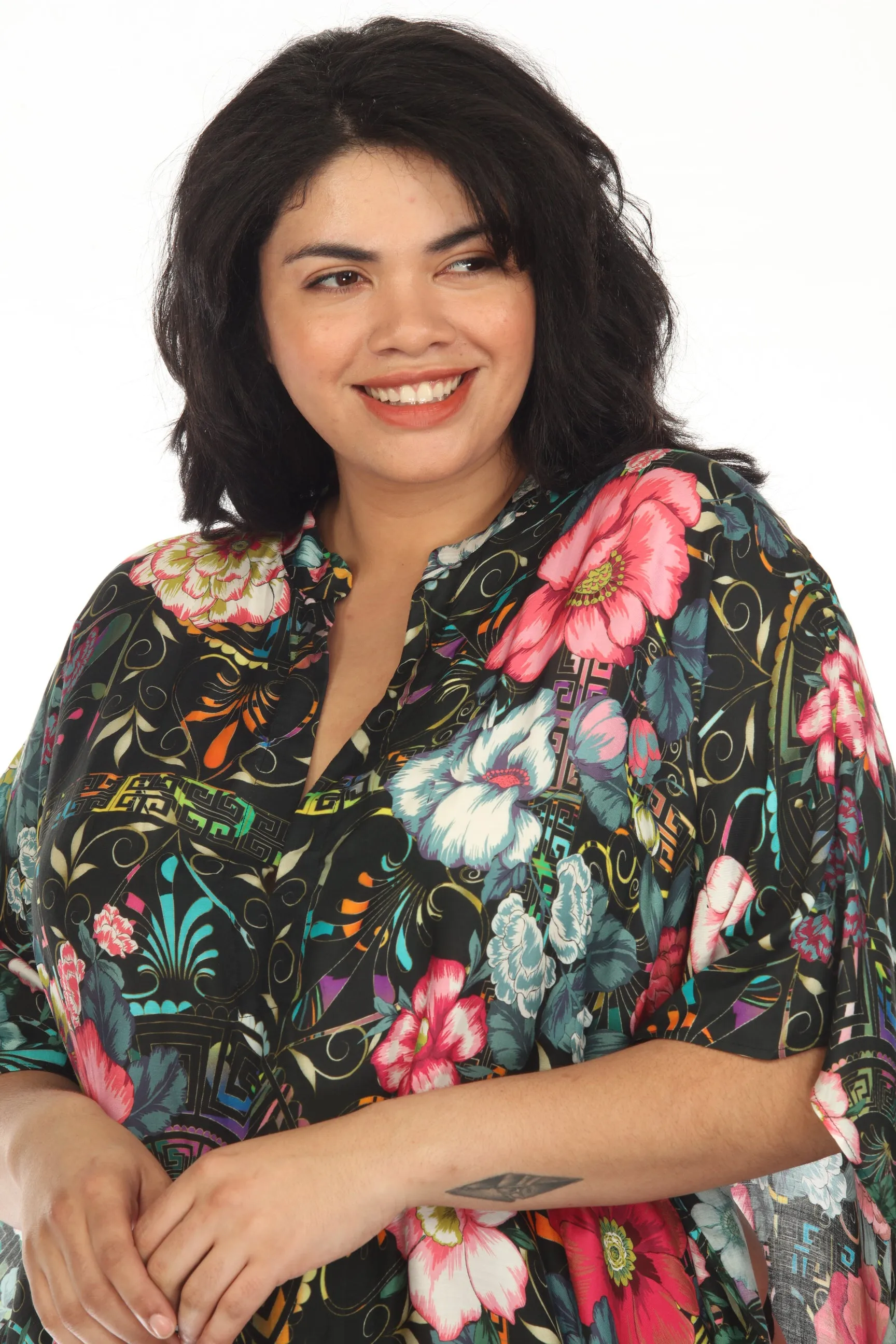 Johnny Was Floral Peace Swim Cover-Up Long Kaftan Dress Plus Size CSW7322BNX