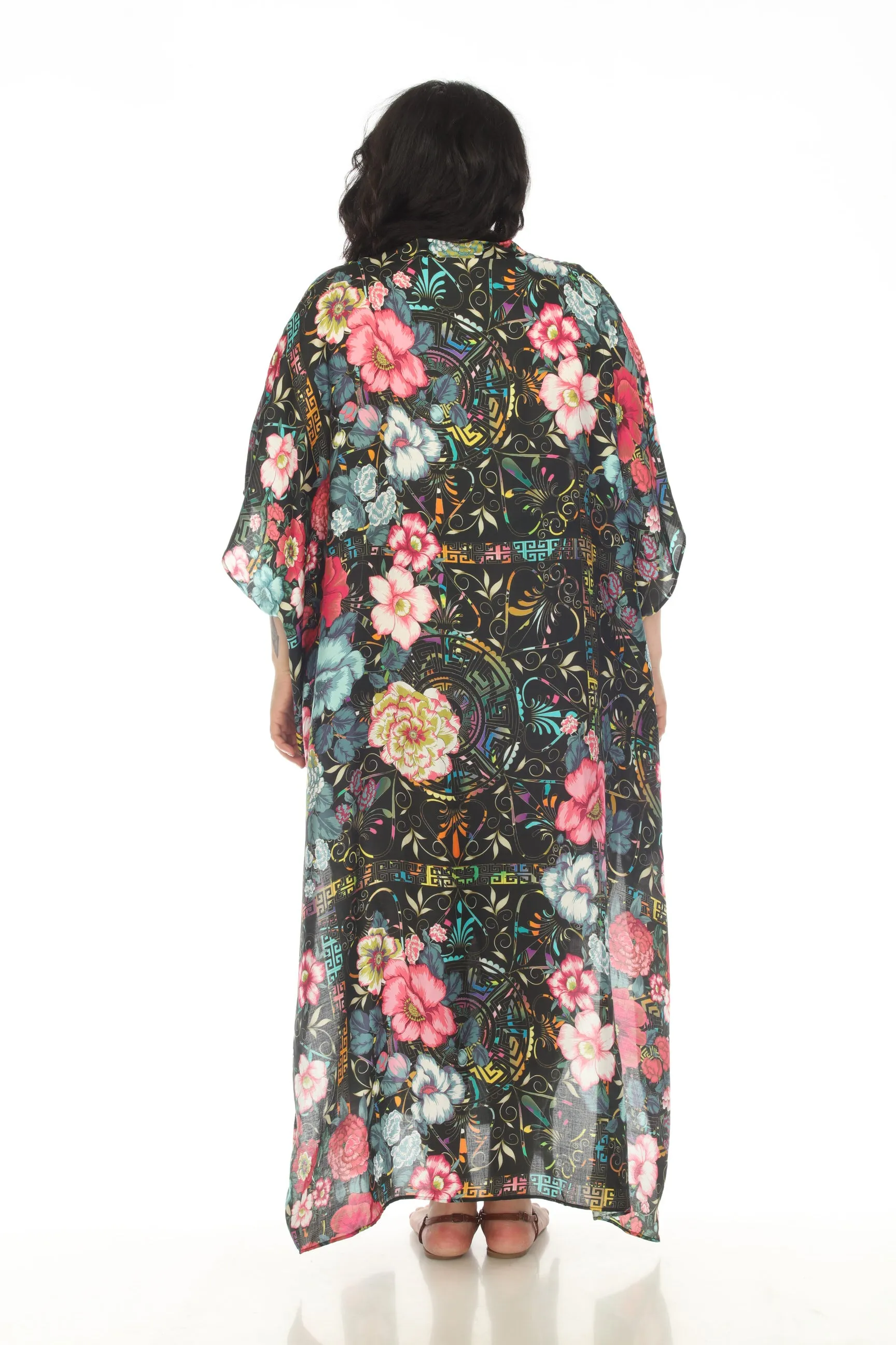 Johnny Was Floral Peace Swim Cover-Up Long Kaftan Dress Plus Size CSW7322BNX