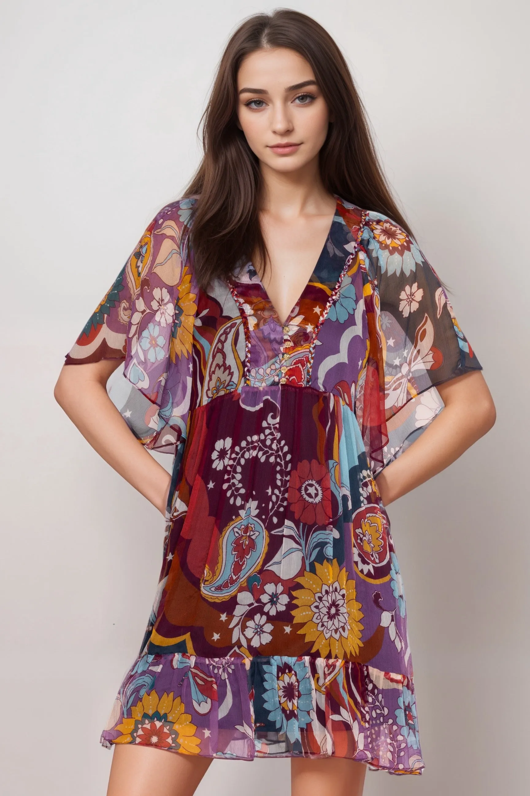 Johnny Was Jade Margareta Silk Mini Dress L34524