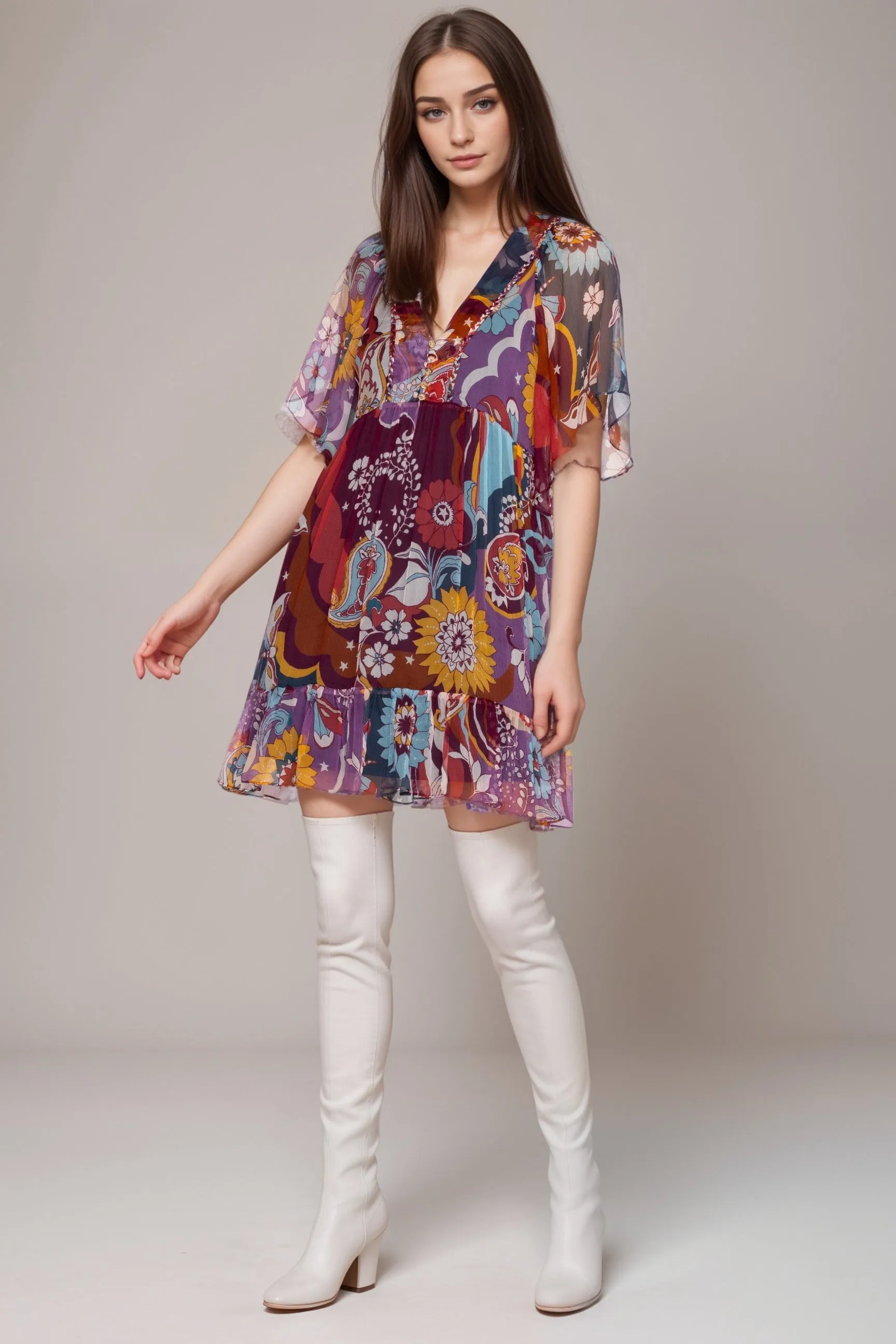 Johnny Was Jade Margareta Silk Mini Dress L34524