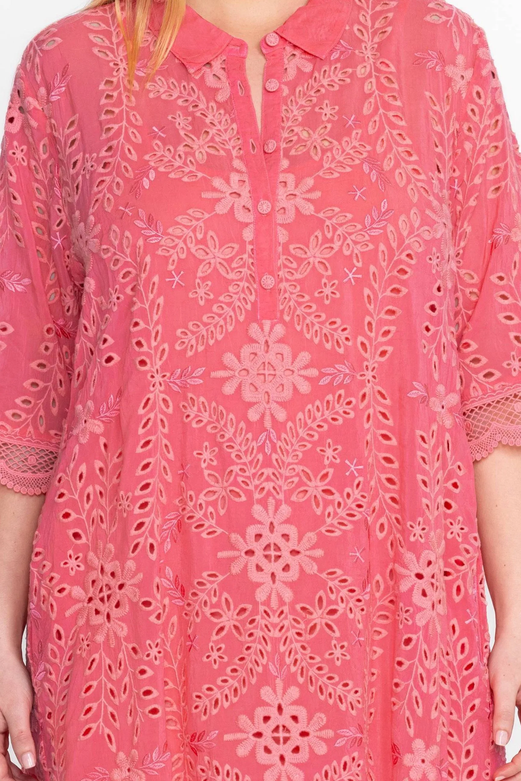 Johnny Was Pink Yalladira Malfi Dress C34024 Plus Size