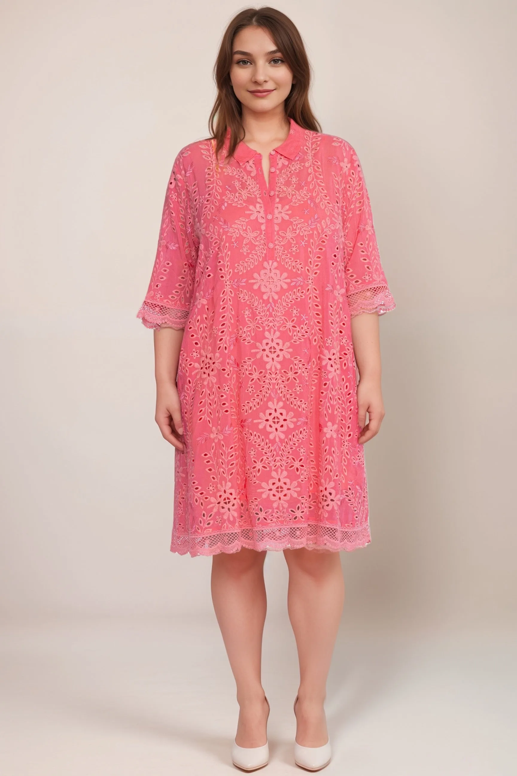 Johnny Was Pink Yalladira Malfi Dress C34024 Plus Size