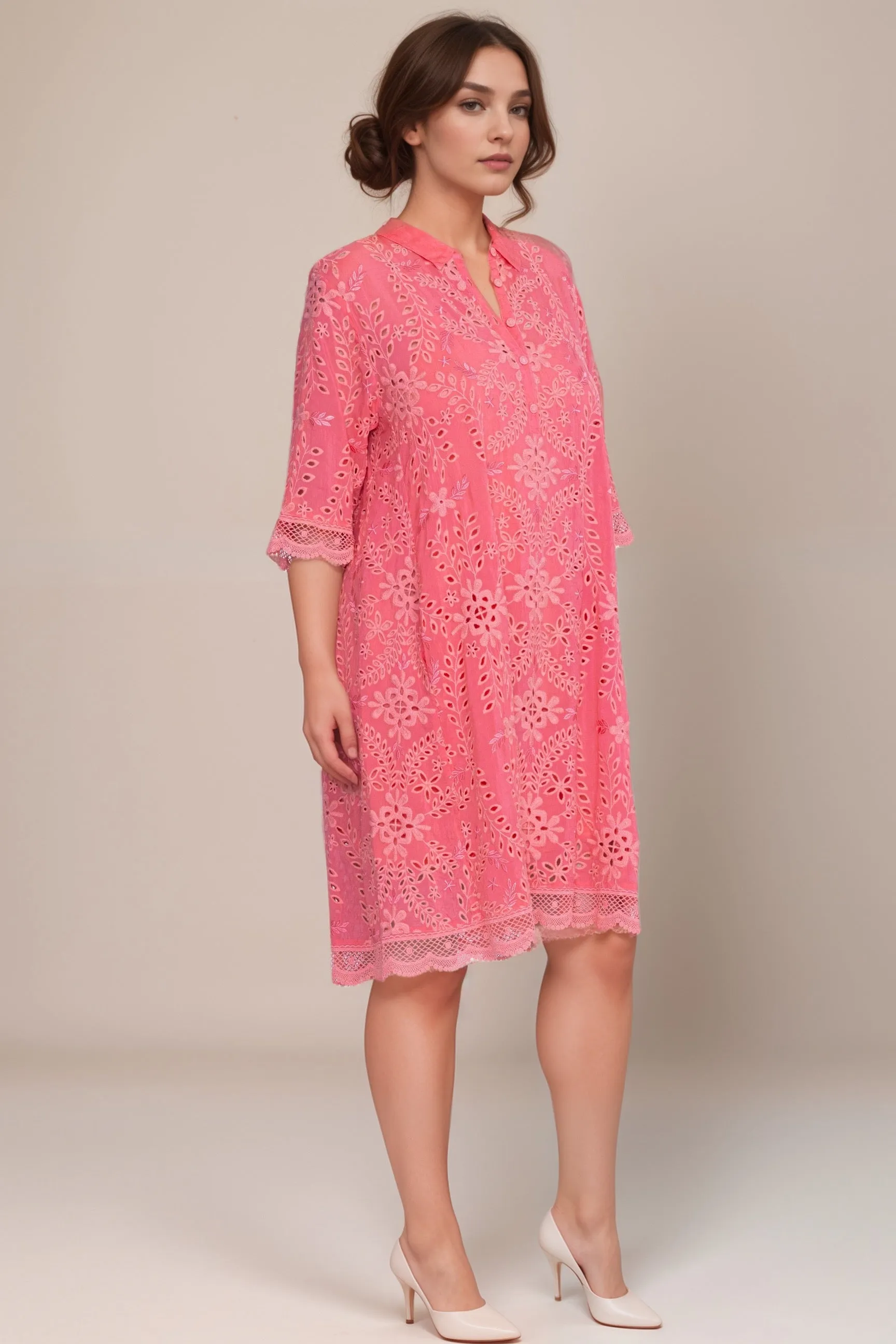 Johnny Was Pink Yalladira Malfi Dress C34024 Plus Size
