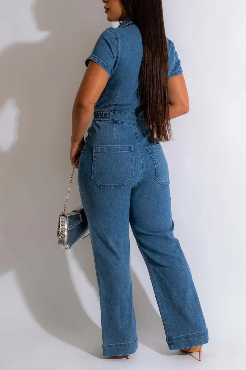JS3442 Button-up Denim Jumpsuits