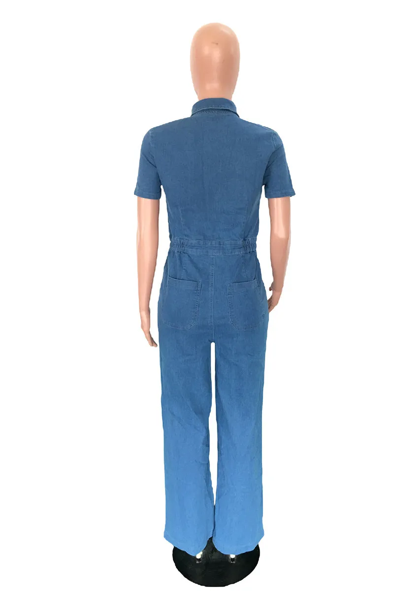 JS3442 Button-up Denim Jumpsuits