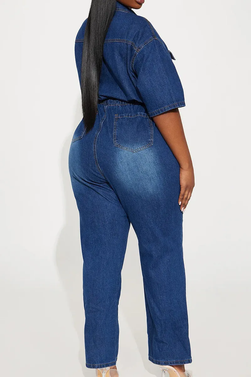 JS3448 Cargo Style Denim Jumpsuits