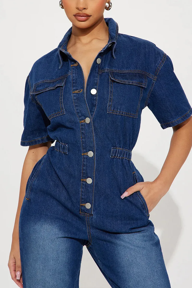 JS3448 Cargo Style Denim Jumpsuits