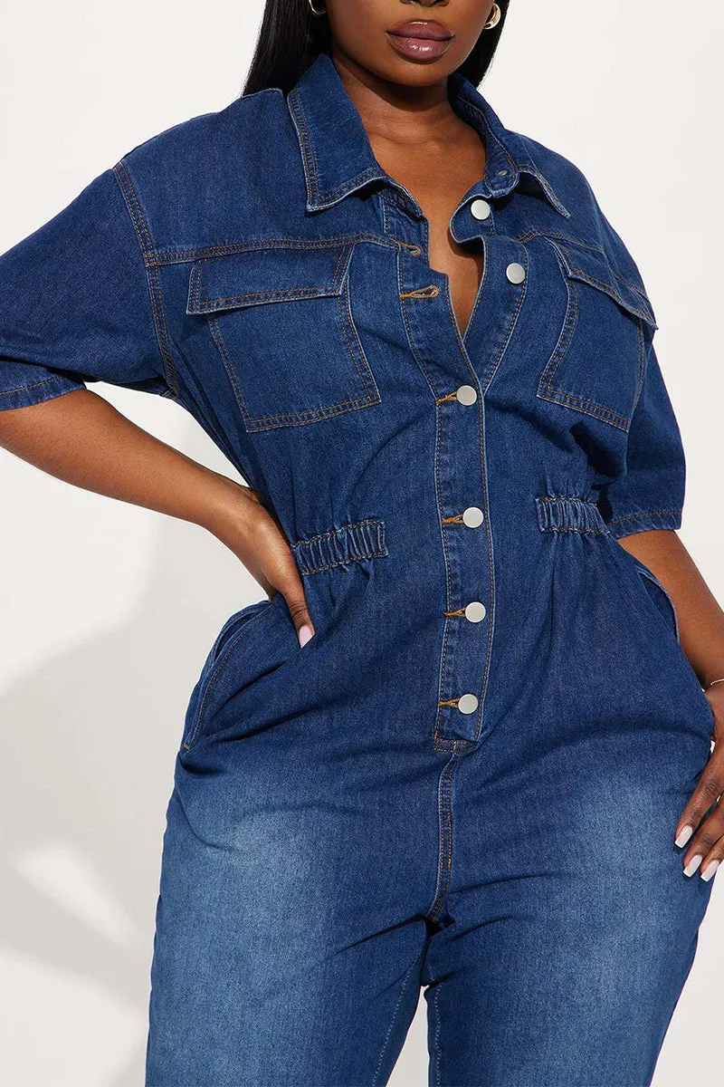JS3448 Cargo Style Denim Jumpsuits