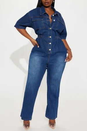 JS3448 Cargo Style Denim Jumpsuits