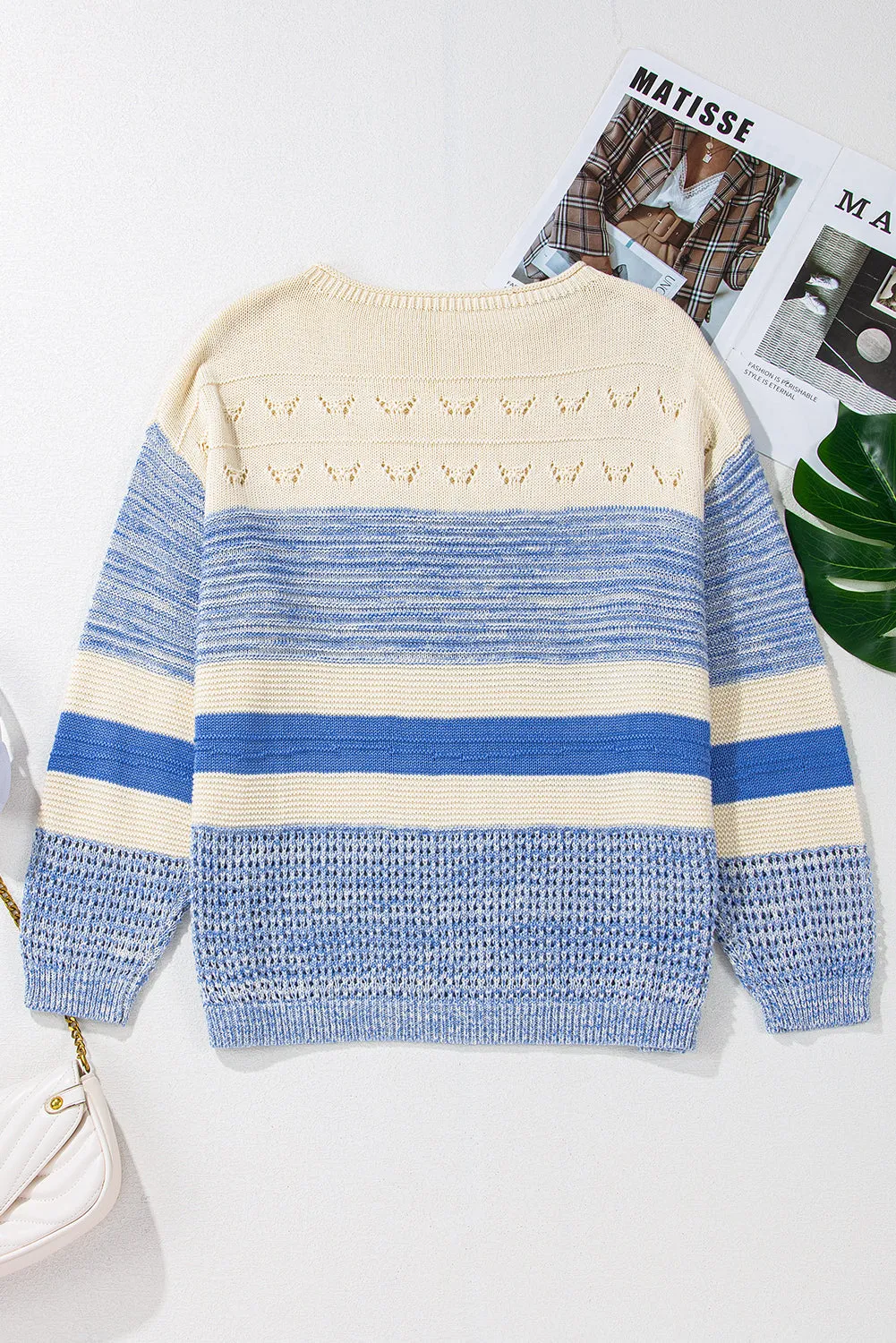 KaleaBoutique Open Stitch Puff Sleeve Sweater