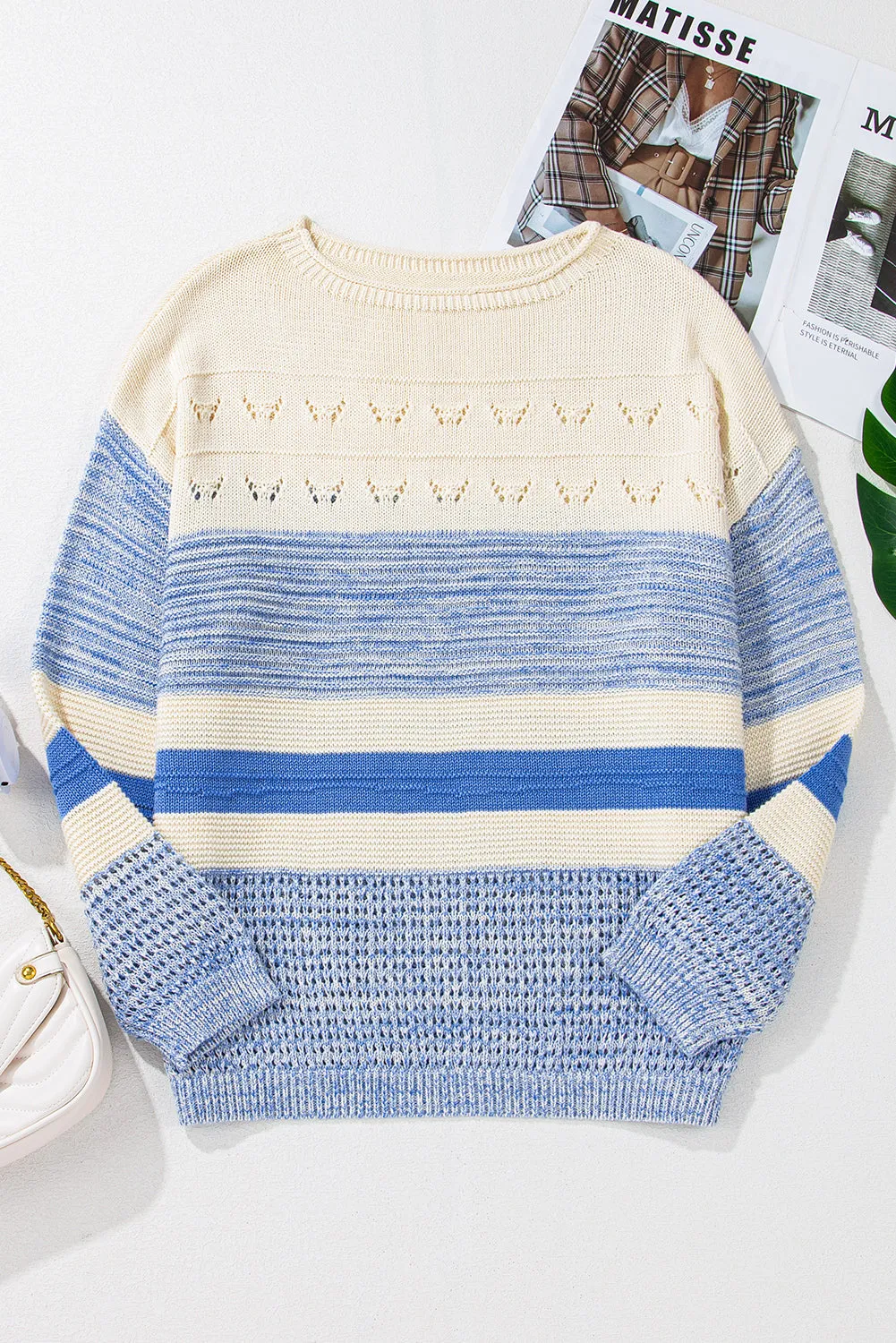 KaleaBoutique Open Stitch Puff Sleeve Sweater