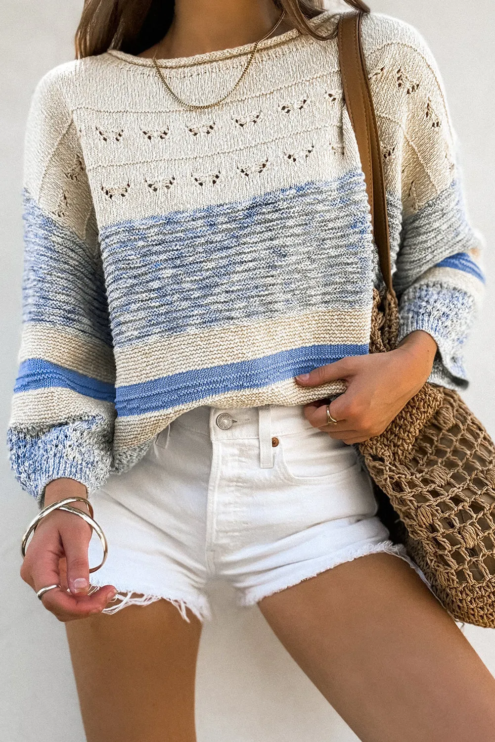 KaleaBoutique Open Stitch Puff Sleeve Sweater