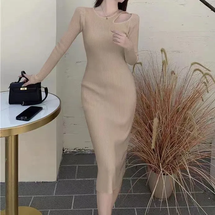 Khaki Shoulder Cut-Out Bodycon Dress