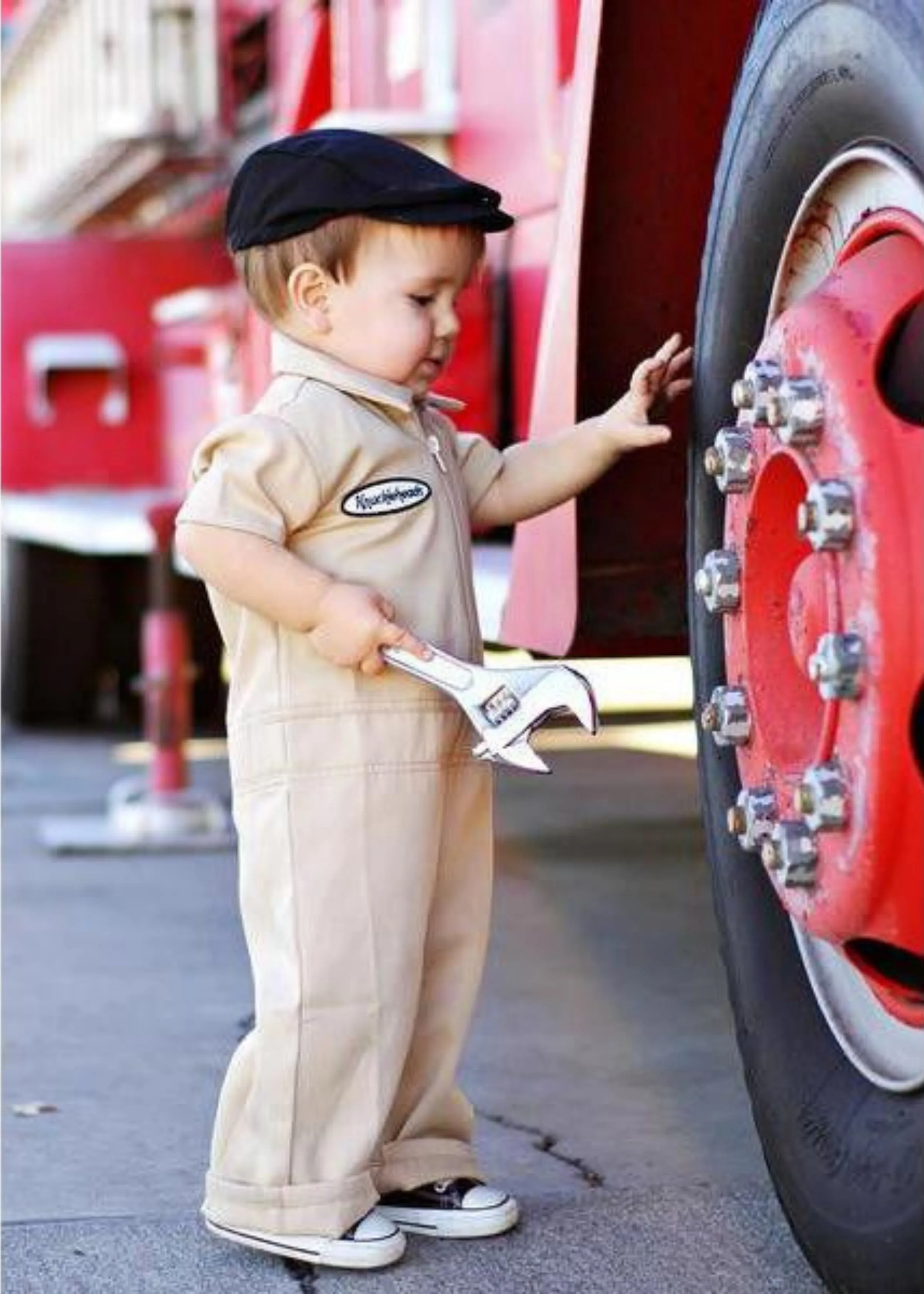 Knuckleheads Boys/ Girls Tan Grease Monkey Coverall