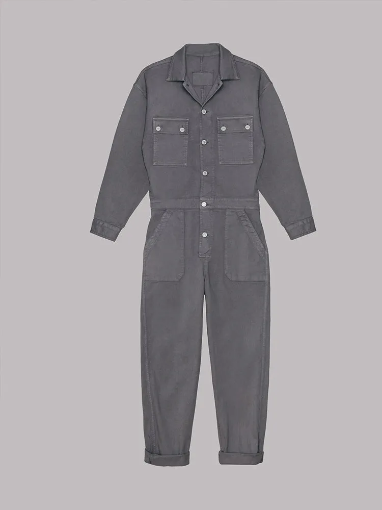 Ladies' Jumpsuit with Relaxed Fit and Button Placket at the Front