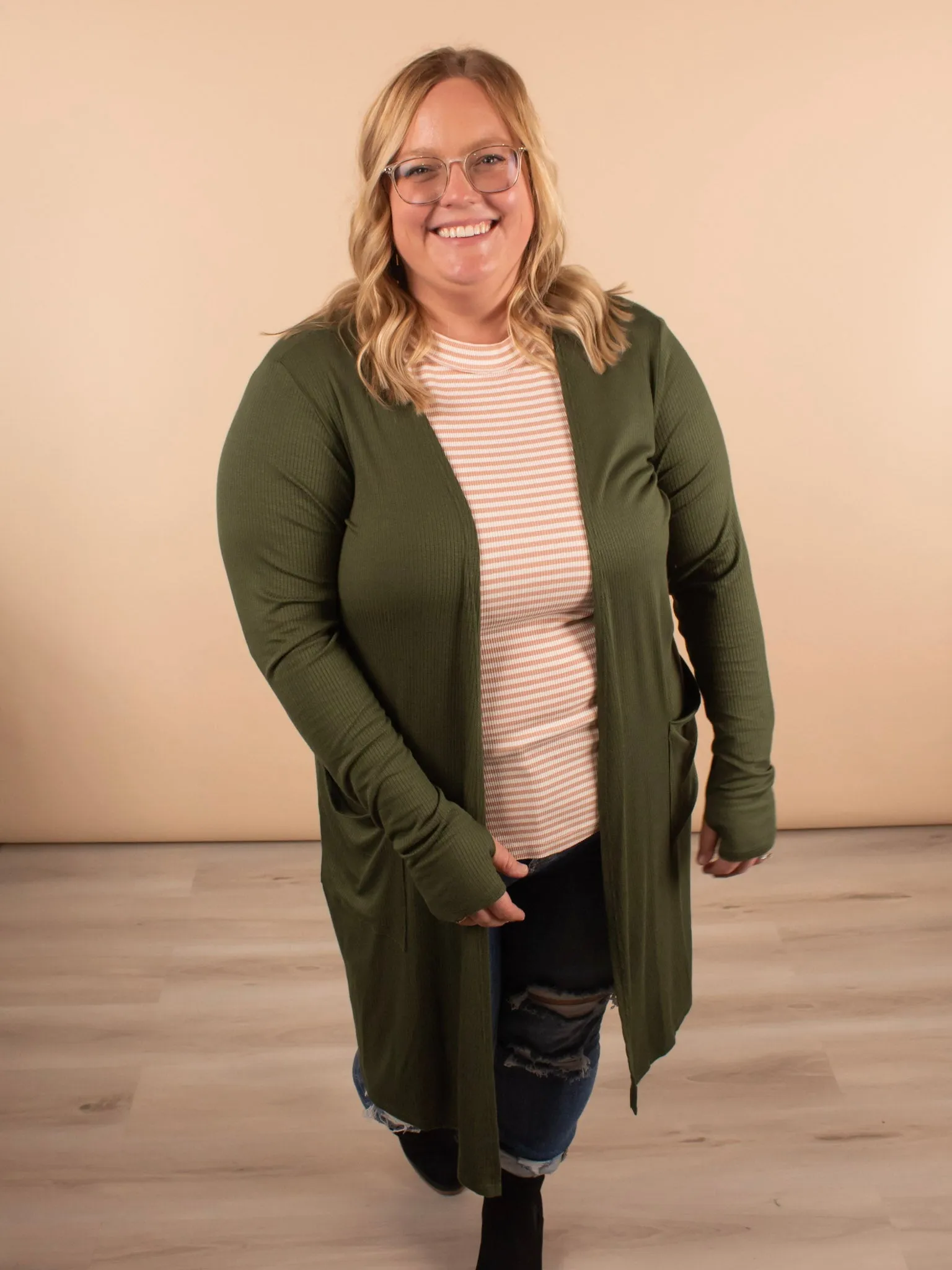Layered in Love Ribbed Stripe Tank in Beige
