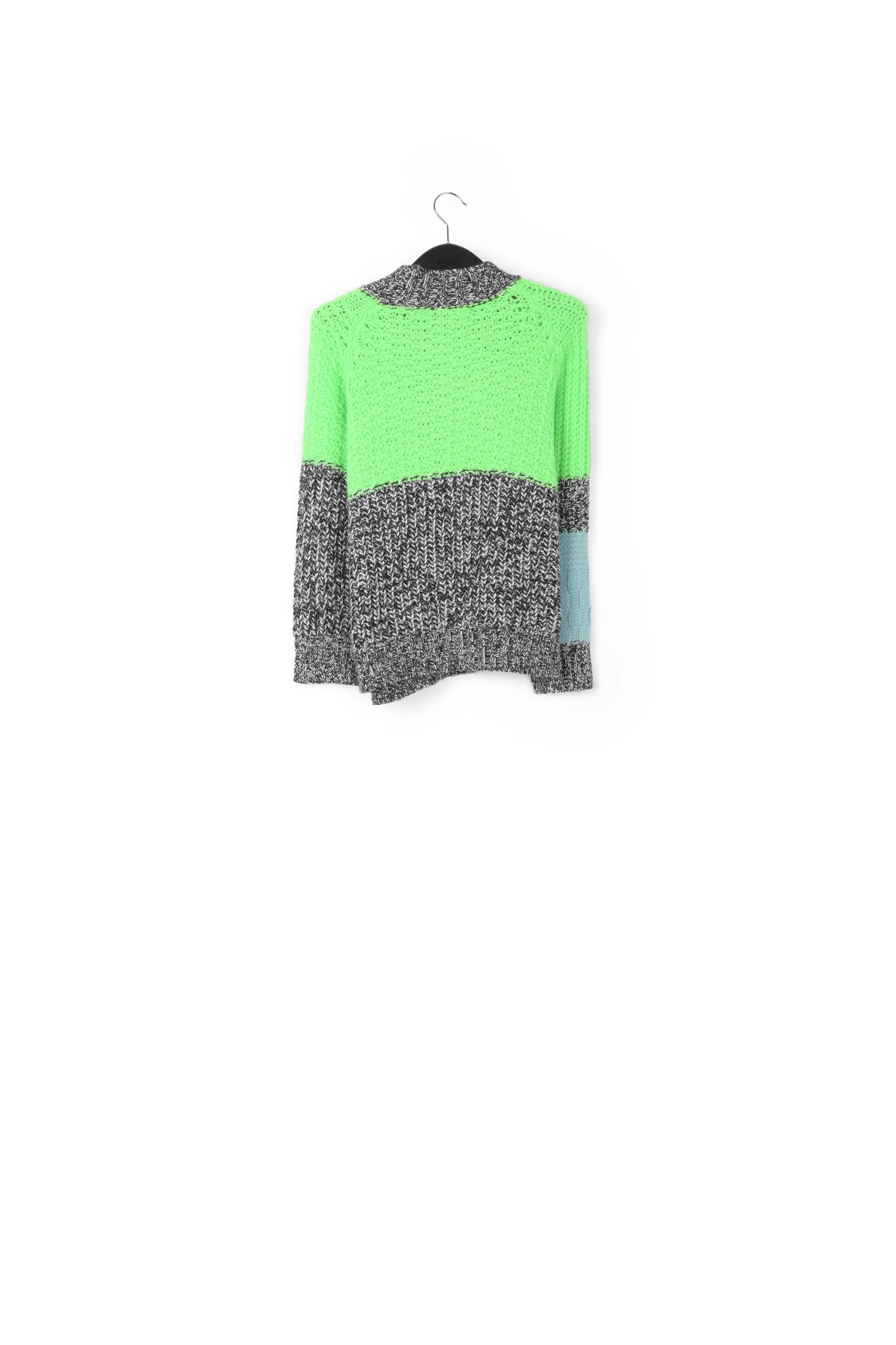 Light blue and neon green knit sweater