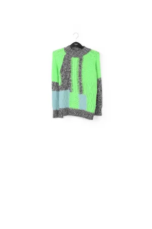Light blue and neon green knit sweater