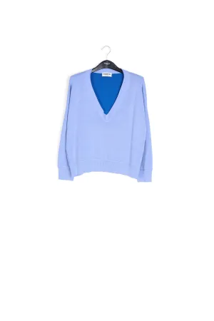 Light blue boxy V-neck sweater