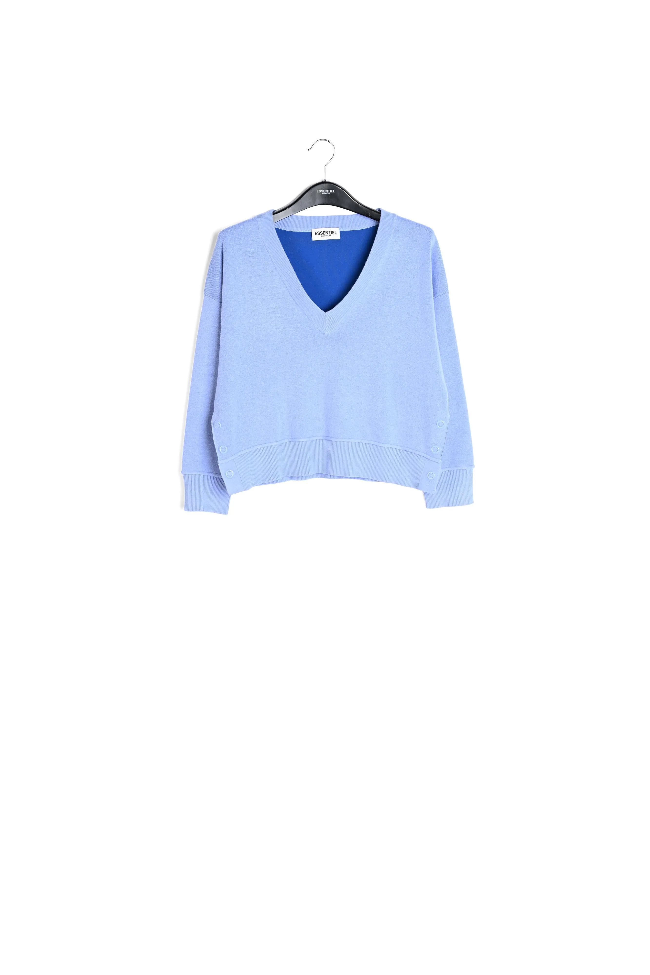 Light blue boxy V-neck sweater
