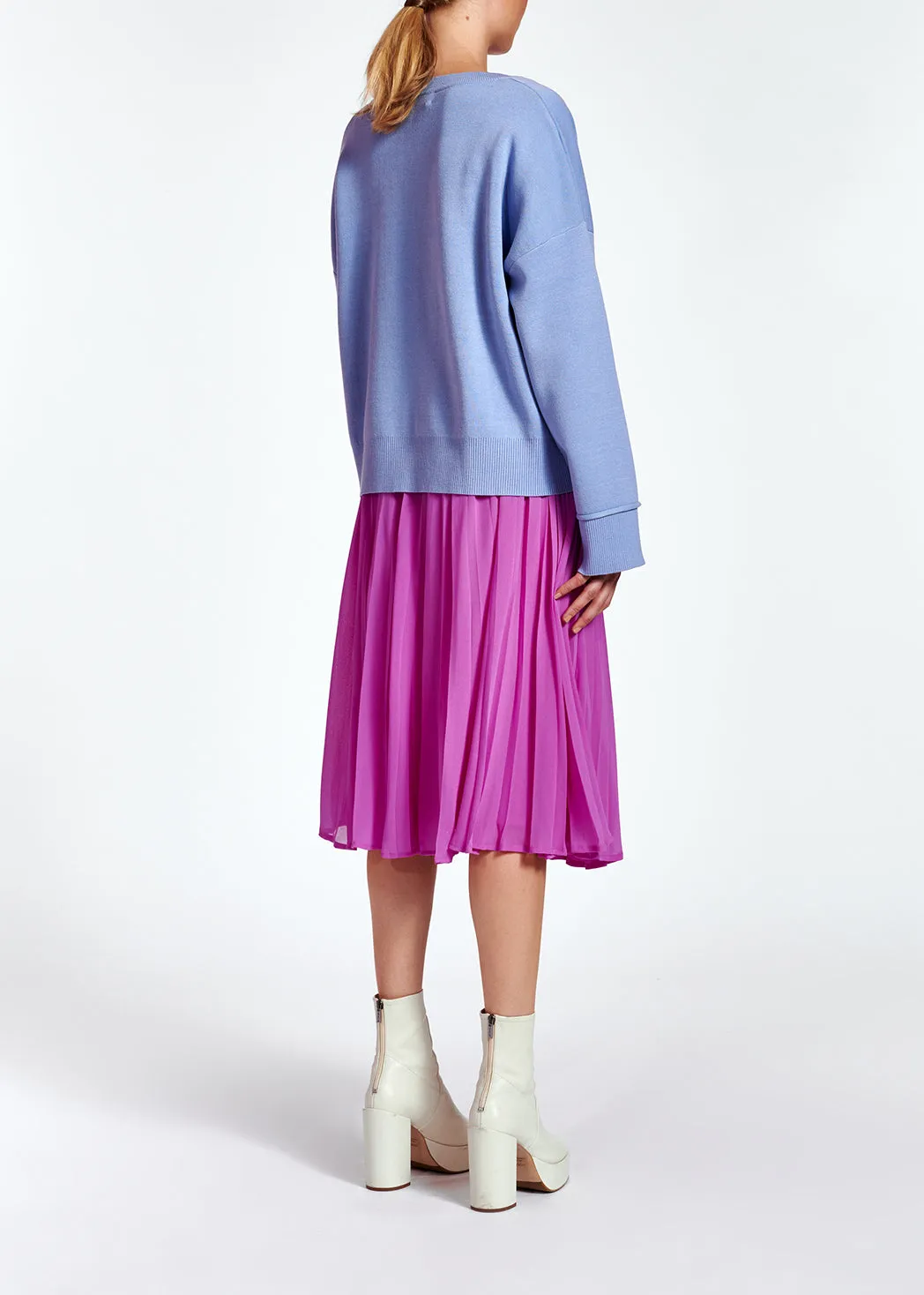 Light blue boxy V-neck sweater