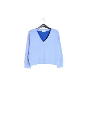 Light blue boxy V-neck sweater