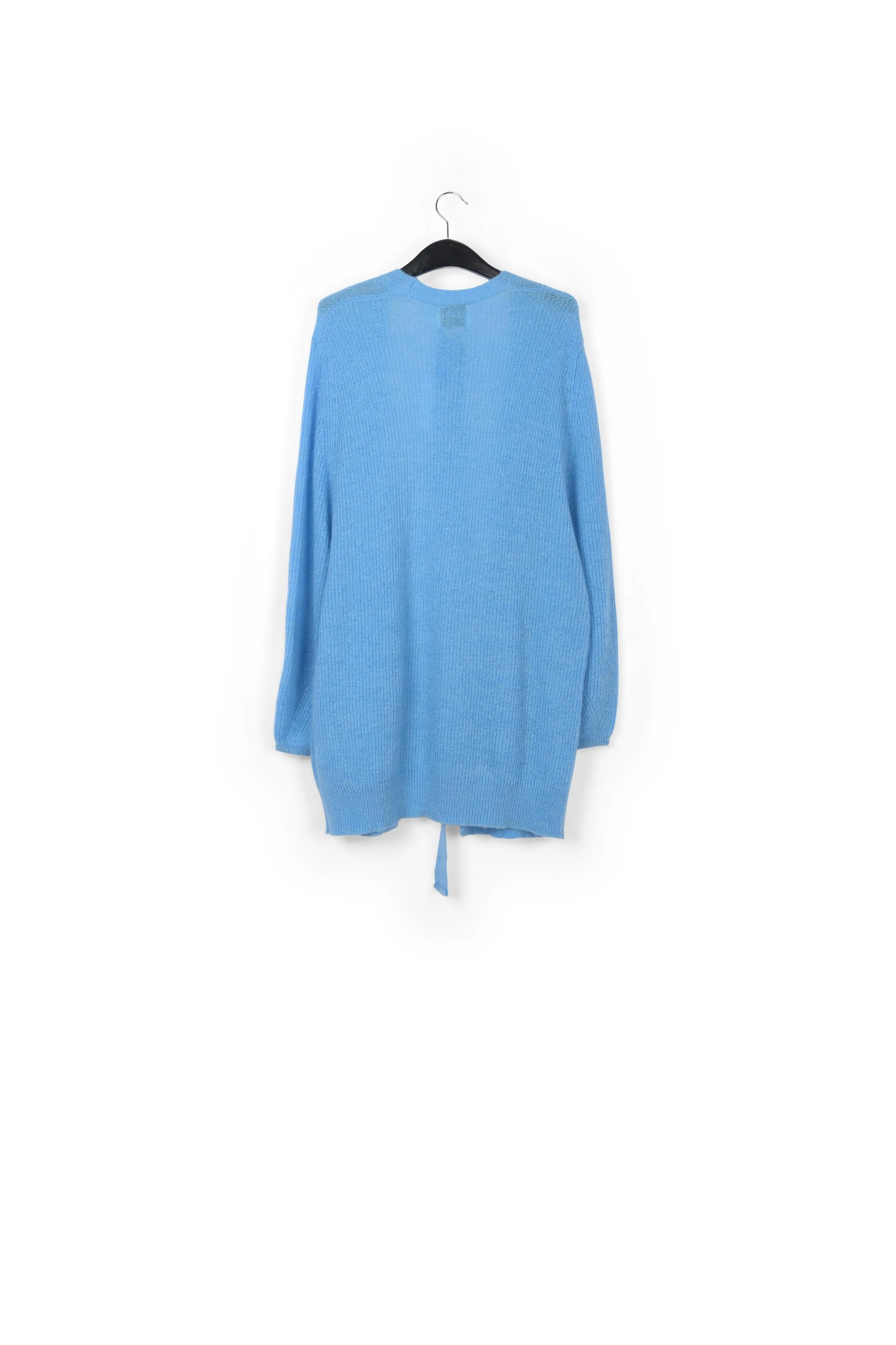 Light blue mohair blend cardigan with belt