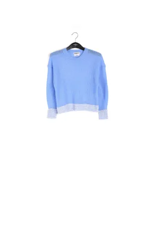 Light blue summer sweater with contrasting trims