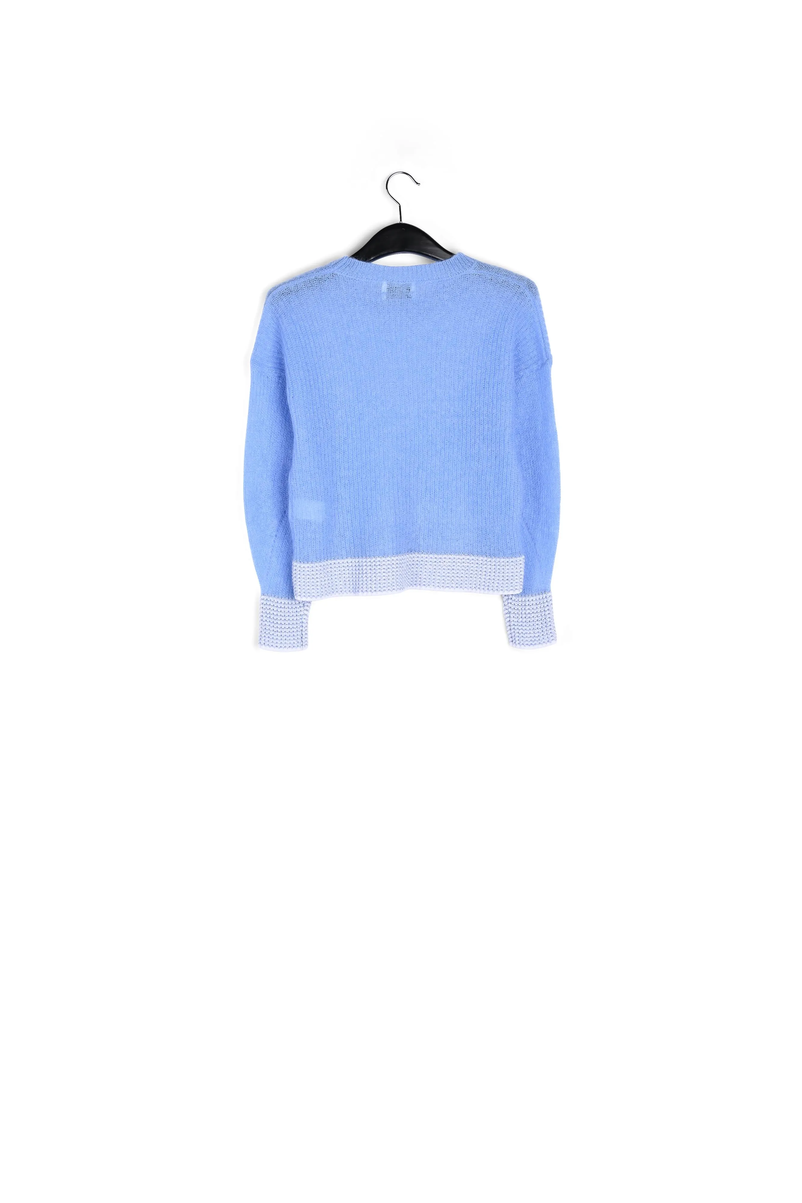 Light blue summer sweater with contrasting trims